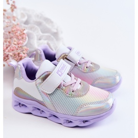 PE1 Scarpe sportive in pelle per bambini bianco-viola Loopsy 1