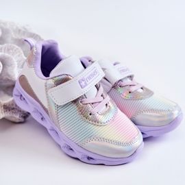 PE1 Scarpe sportive in pelle per bambini bianco-viola Loopsy 2