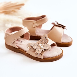 S.Barski Sandali in pelle per bambini Farfalle Beige Rolly 1