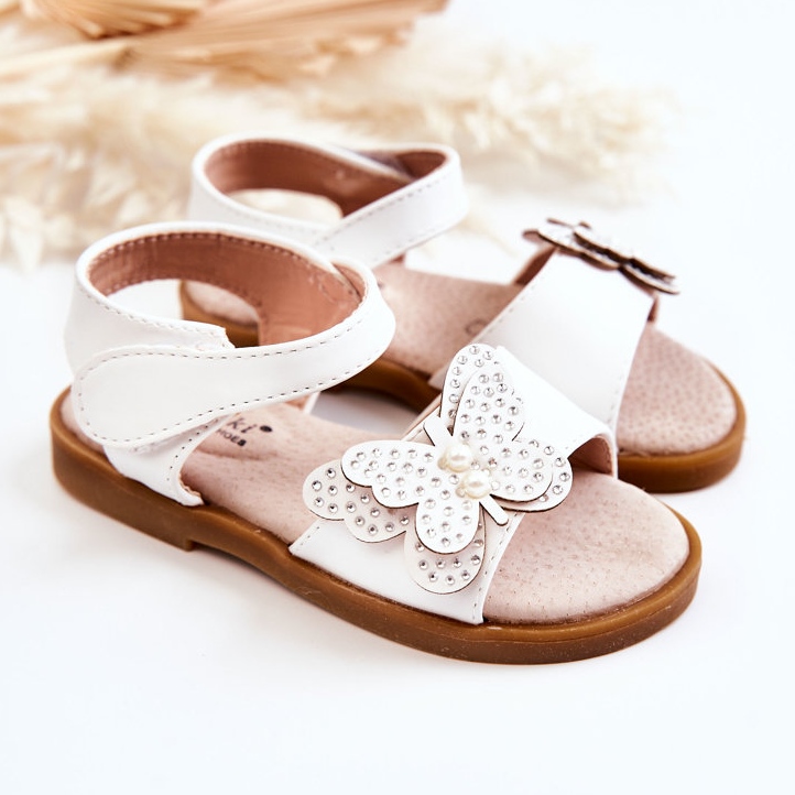S.Barski Sandali a farfalla in pelle per bambini bianchi Rolly bianco 1