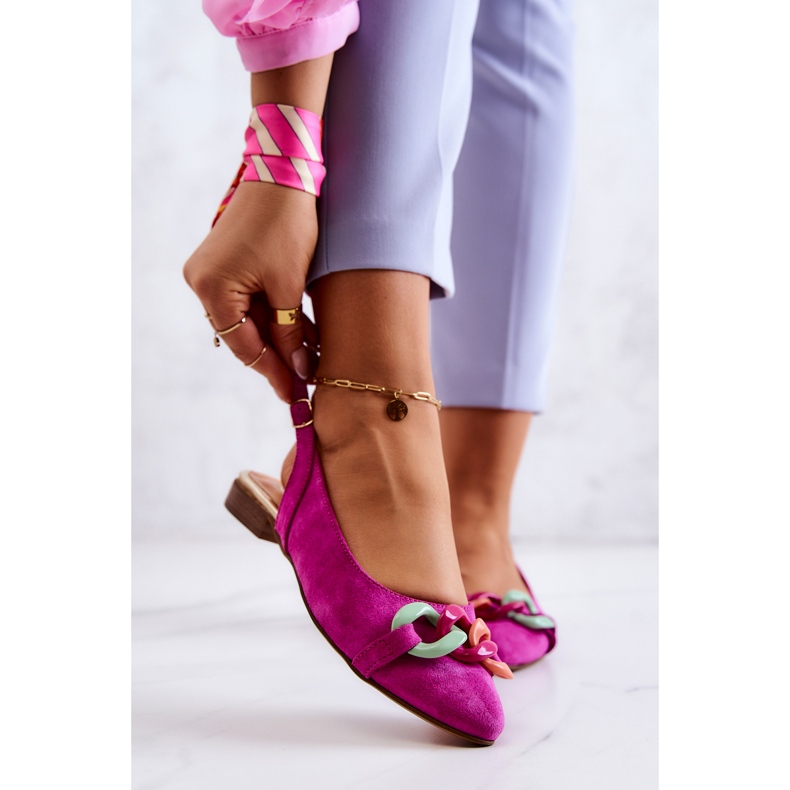 Lewski Shoes Ballerine Scamosciate Con Catena Scarpe Lewski 3125 Fucsia rosa 1