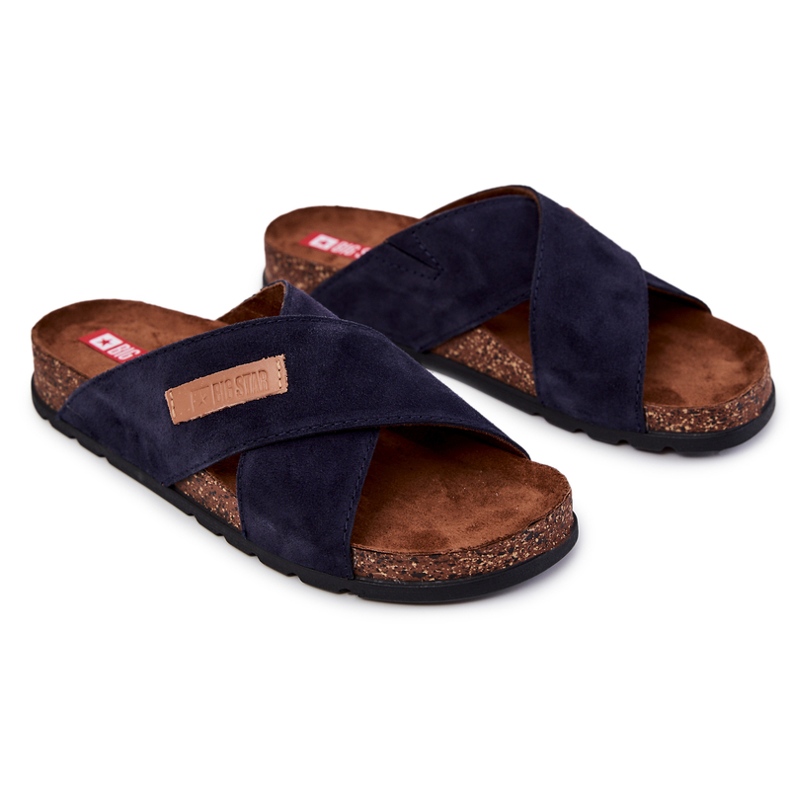 Comode pantofole da uomo Big Star JJ176008 blu navy 1