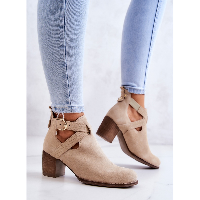 PL5 Stivali in pelle con cut-out su un palo Beige Axelle 2