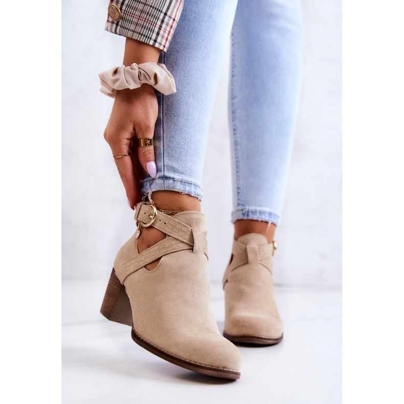 PL5 Stivali in pelle con cut-out su un palo Beige Axelle 1