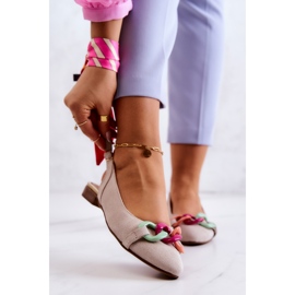 Lewski Shoes Ballerine in camoscio con catena Scarpe Lewski 3125 Beige chiaro 1