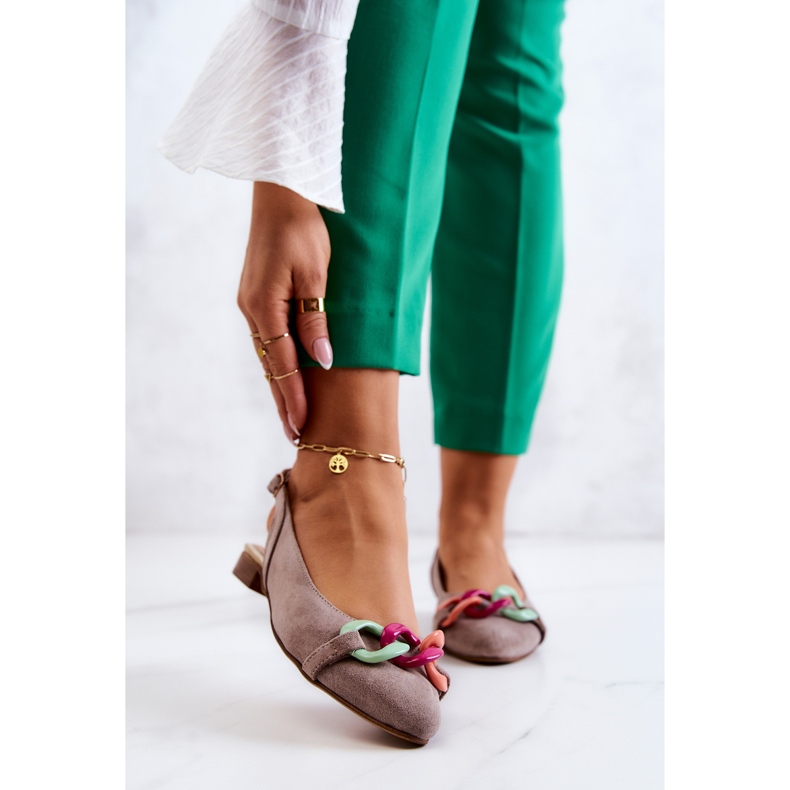 Lewski Shoes Ballerine Scamosciate Con Catena Scarpe Lewski 3125 Beige 1