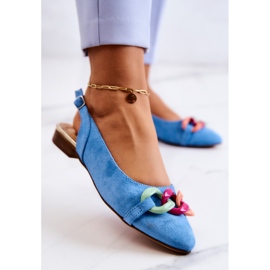 Lewski Shoes Ballerine Scamosciate Con Catena Scarpe Lewski 3125 Blu 2