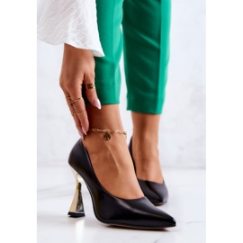 Lewski Shoes Décolleté in pelle alla moda Scarpe Lewski 3083 nero e oro 1