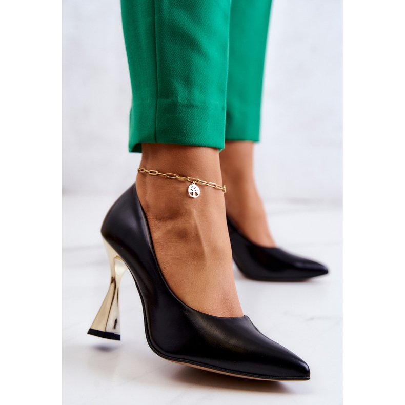 Lewski Shoes Décolleté in pelle alla moda Scarpe Lewski 3083 nero e oro 2