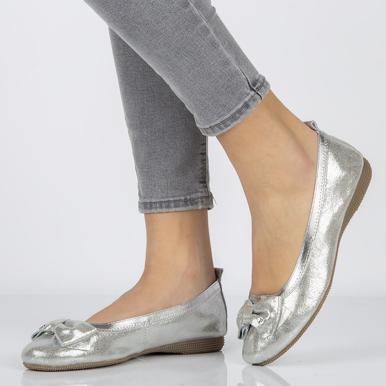 Ballerine in pelle Filippo DP1409/20 Si argento d'argento grigio 1