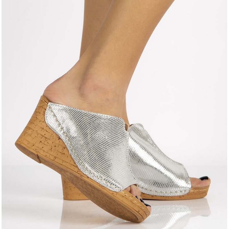 Ciabatte in pelle Filippo DK786/20 Si argento d'argento 1