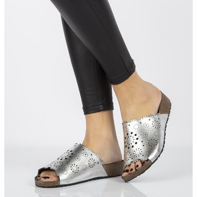 Ciabatte in pelle Filippo DK1270/20 Si argento d'argento 1