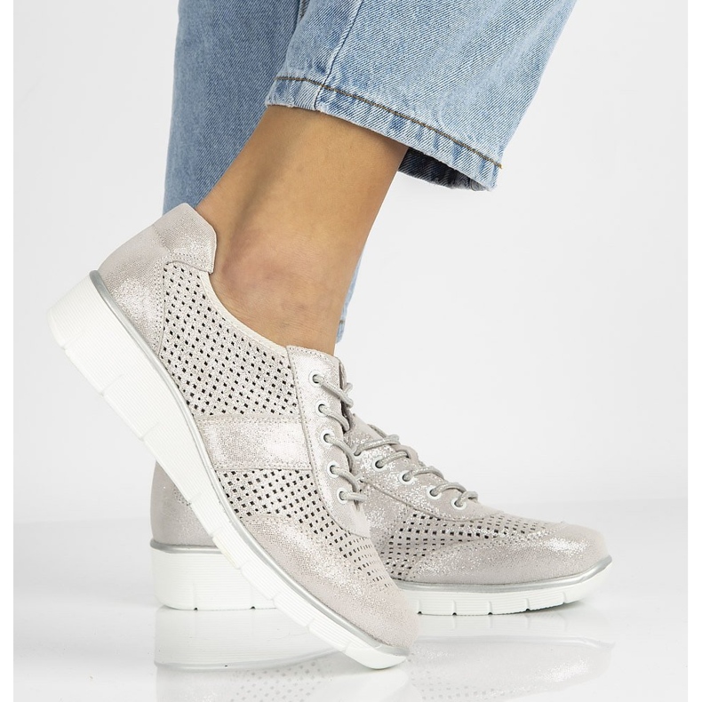 Scarpa in pelle Filippo DP028/21 Si allacciata argento d'argento 2