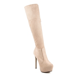 Comer Stivali con plateau in pelle scamosciata marrone 2