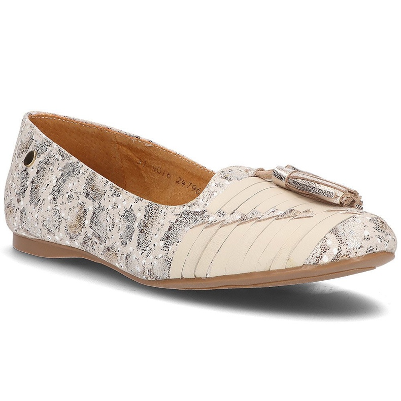 Ballerine in pelle Filippo 04016 beige dorato d'oro 1