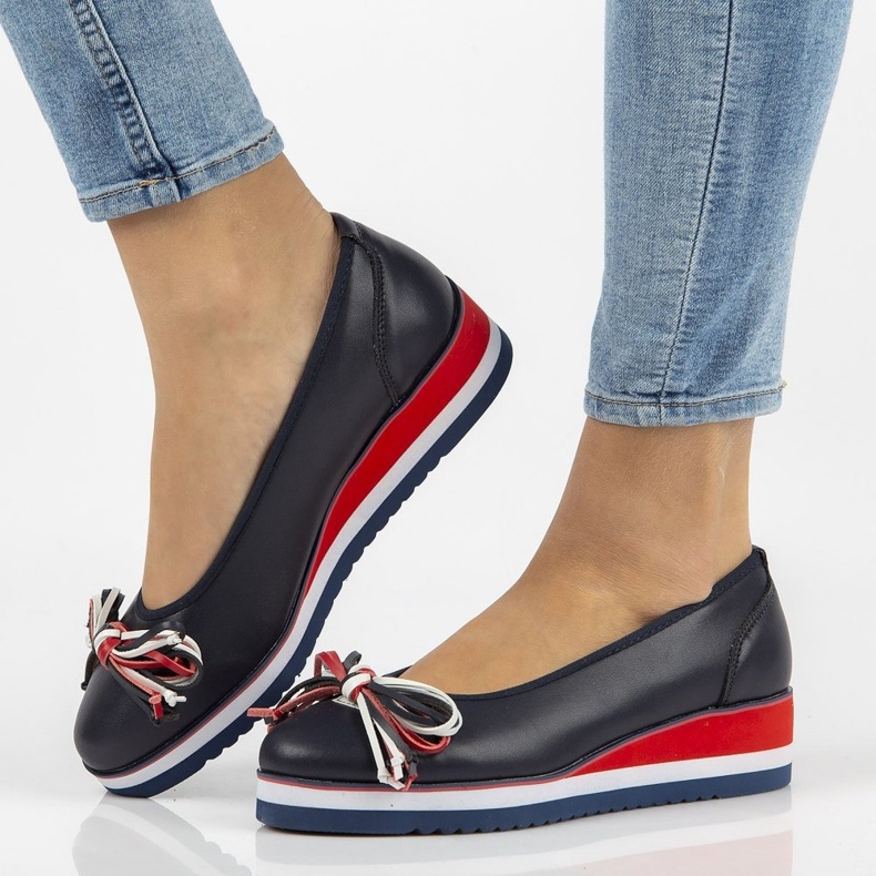 Ballerine in pelle Filippo DP2159/21 Nv blu navy rosso 1