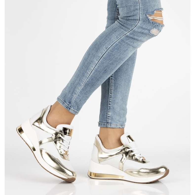 Sneakers in pelle Filippo 086 bianche bianca d'oro 1