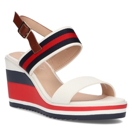 Sandali con zeppa Filippo DS2094/21 Wh Nv bianco rosso blu navy 1