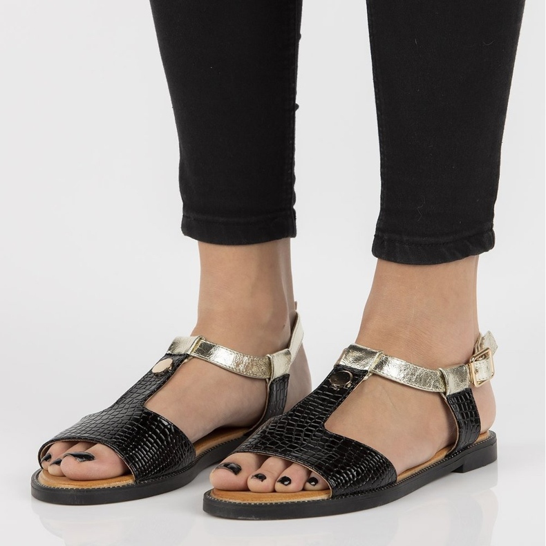 Filippo DS2099/21 Bk sandali neri nero d'oro 1