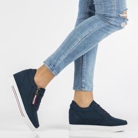 Sneakers con zeppa in pelle Filippo DP2350/21 Nv blu navy 1