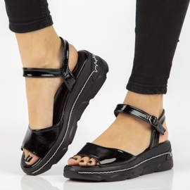 Sandali neri sulla zeppa Filippo DS2319 / 21 Bk nero 1