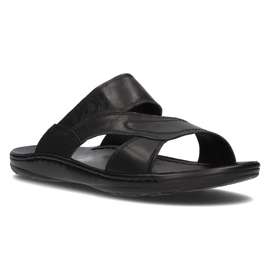Ciabatte da uomo in pelle Filippo MK2304/21 Bk nere nero 1