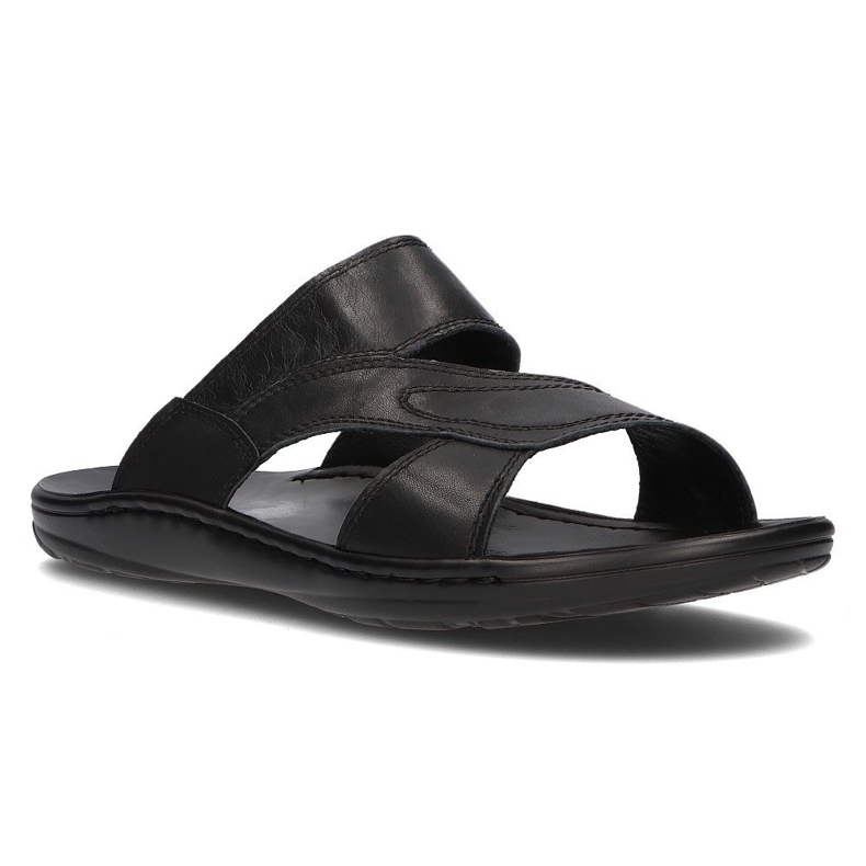Ciabatte da uomo in pelle Filippo MK2304/21 Bk nere nero 1