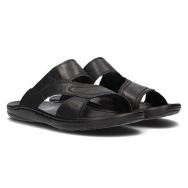 Ciabatte da uomo in pelle Filippo MK2304/21 Bk nere nero 2