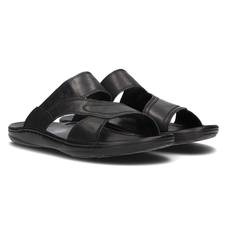 Ciabatte da uomo in pelle Filippo MK2304/21 Bk nere nero 2