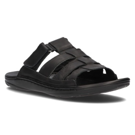 Ciabatte da uomo in pelle Filippo MK2303/21 Bk nere nero 1