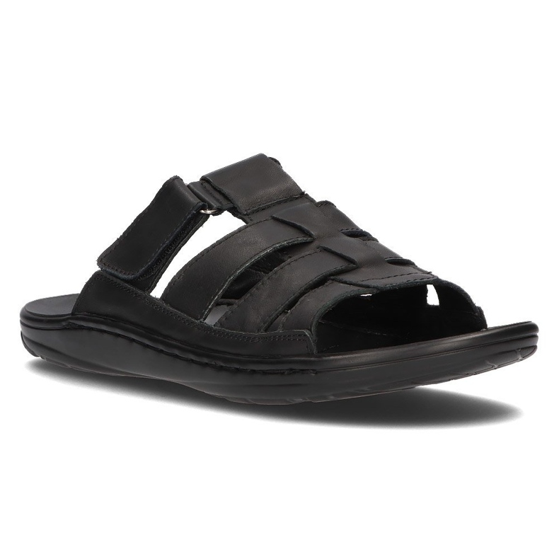 Ciabatte da uomo in pelle Filippo MK2303/21 Bk nere nero 1