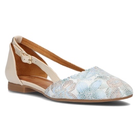 Scarpa in pelle Filippo 4972A beige e turchese 1