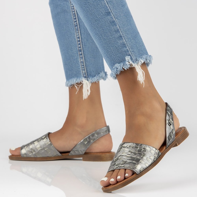 Sandali in pelle Filippo 40215 grigio 1
