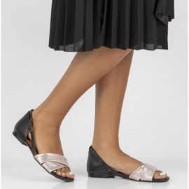 Sandali in pelle Filippo 04614-15/00-5 rosa-nero 1