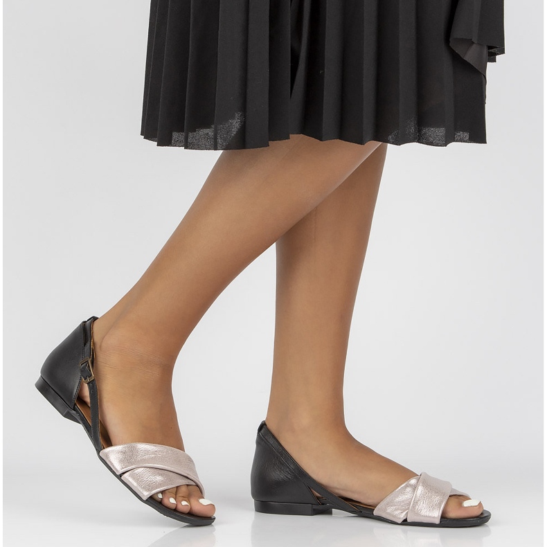 Sandali in pelle Filippo 04614-15/00-5 rosa-nero 1