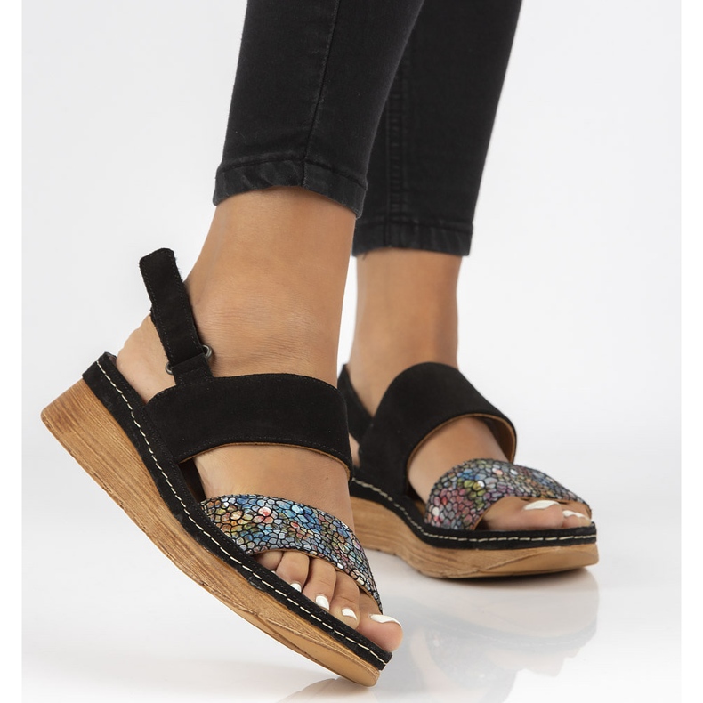Sandali in pelle Filippo 04142-20/00-5 nero multicolor 1