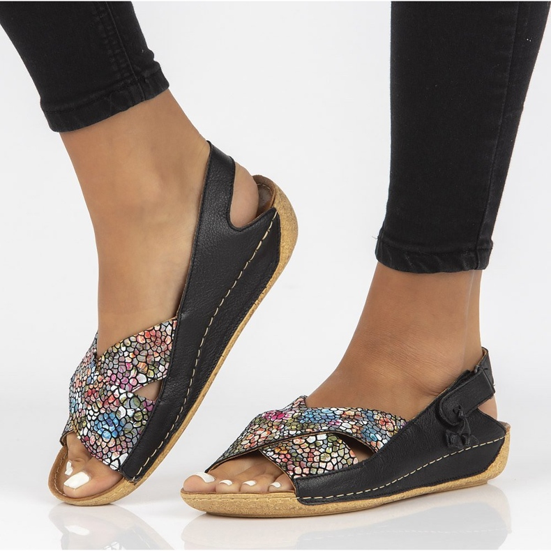 Sandali in pelle Filippo 00994-57/00-5 nero multicolor 1