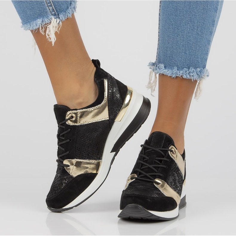 Sneakers in pelle Filippo DP3170/21 Go nero oro 2