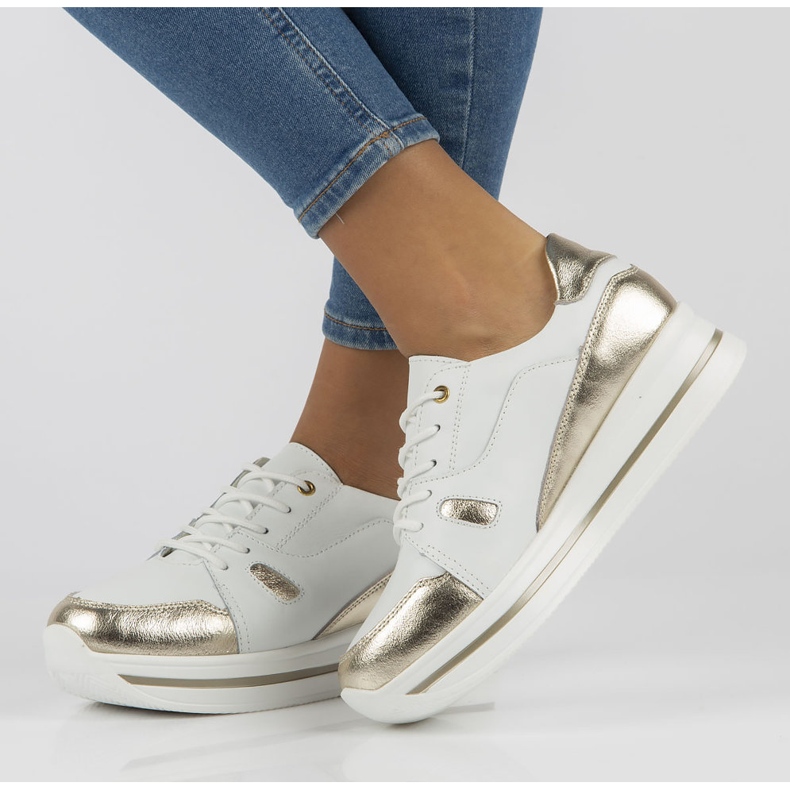 Sneakers in pelle Filippo DP3407/21 Wh bianco bianca d'oro 1