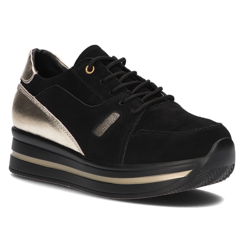 Sneakers in pelle Filippo DP3407/21 Bk Go Black nero d'oro 1