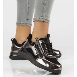 Sneakers in pelle Filippo DP3149/21 Bk Gn nickel scuro nero d'argento 1