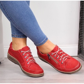 Scarpe in pelle con cerniera Helios W H357A rosse rosso 2