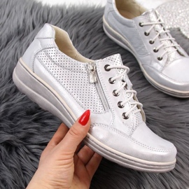 Scarpe in pelle con cerniera, argento Helios W H357C 1