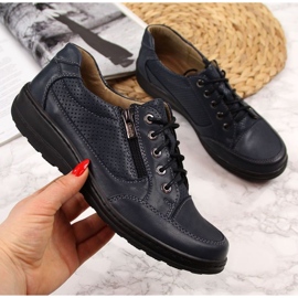 Scarpe in pelle con cerniera Helios W H357D blu navy 1