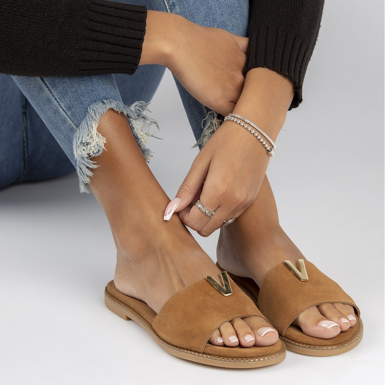 Ciabatte in pelle Filippo LH-200 Camel marrone 2