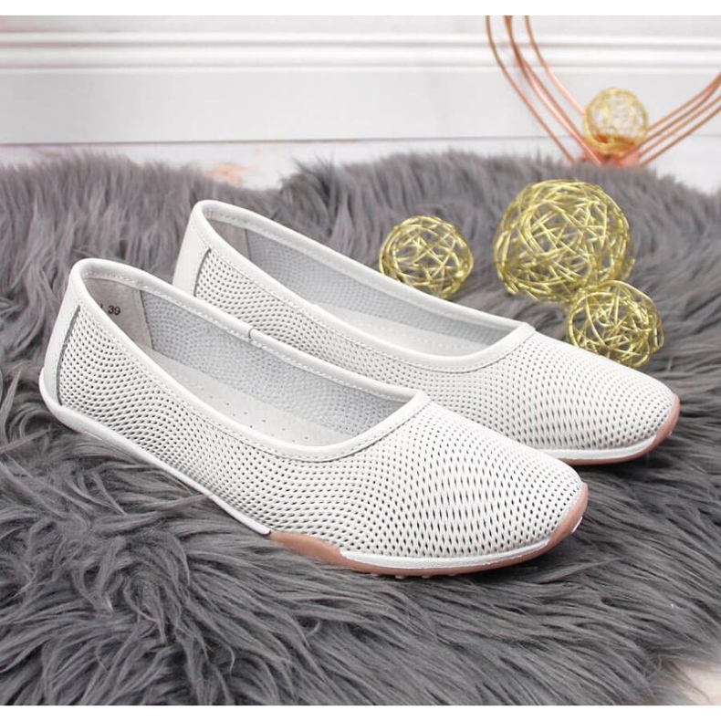 Ballerine traforate in pelle Filippo W PAW322 bianche bianco 2