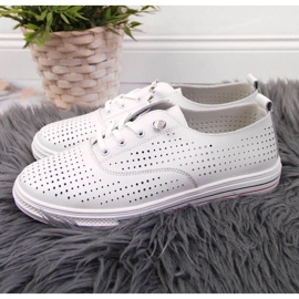 Scarpe traforate in pelle Vinceza W JAN85 bianco 2