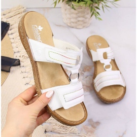 Velcro in pelle Rieker W RKR511 bianco bianca 1