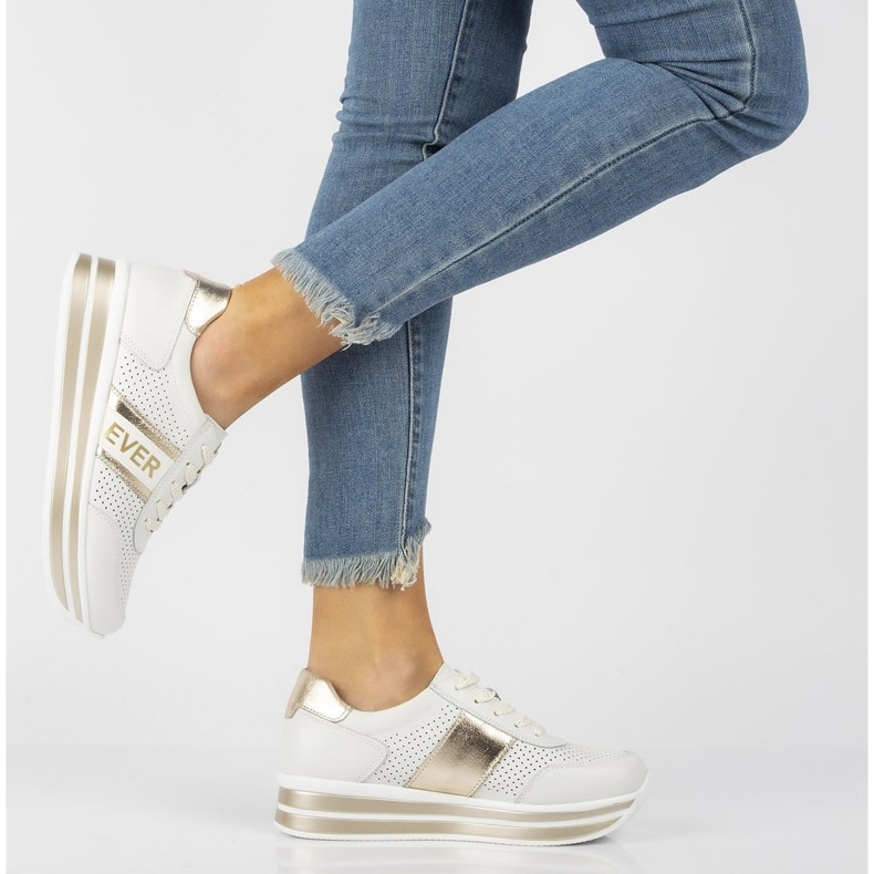 Sneakers in pelle Filippo DP1414 / 22 Wh Go oro bianco d'oro 2