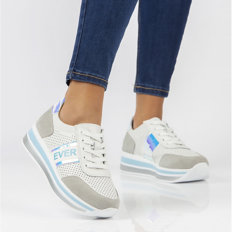 Sneakers in pelle Filippo DP1414/22 Bl blu bianco grigio 1